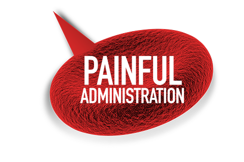 Painful administration blood bubble
